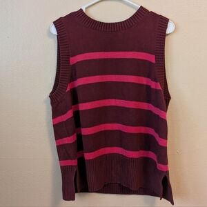 Lands' End Burgundy and Pink Striped Tank Top